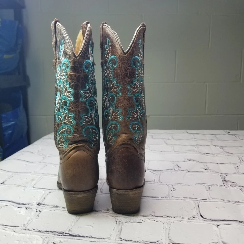 Corral teen Willa brown embroidered cowgirl boots